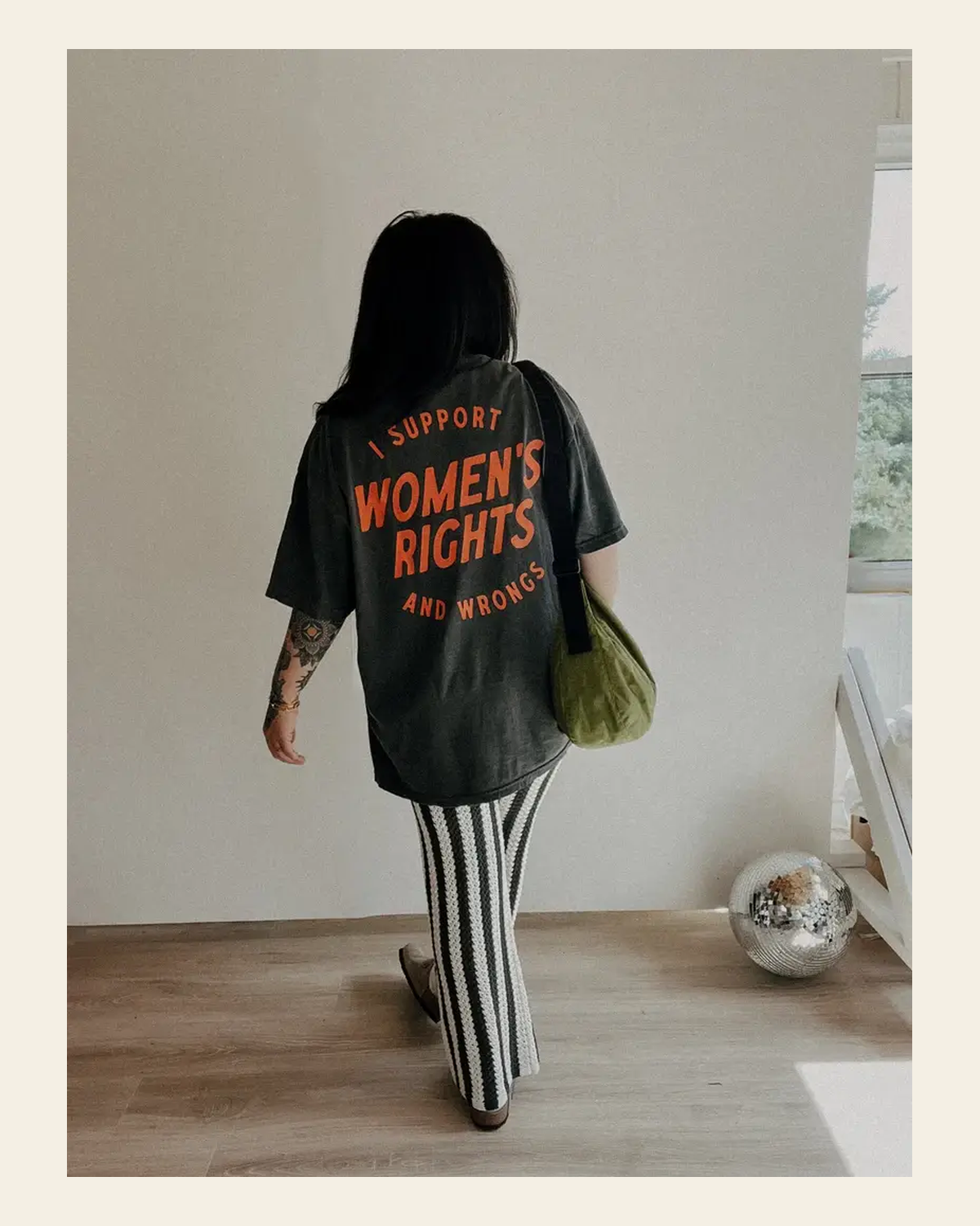 I Support Women's Rights And Wrongs | Tee on a warm cream background