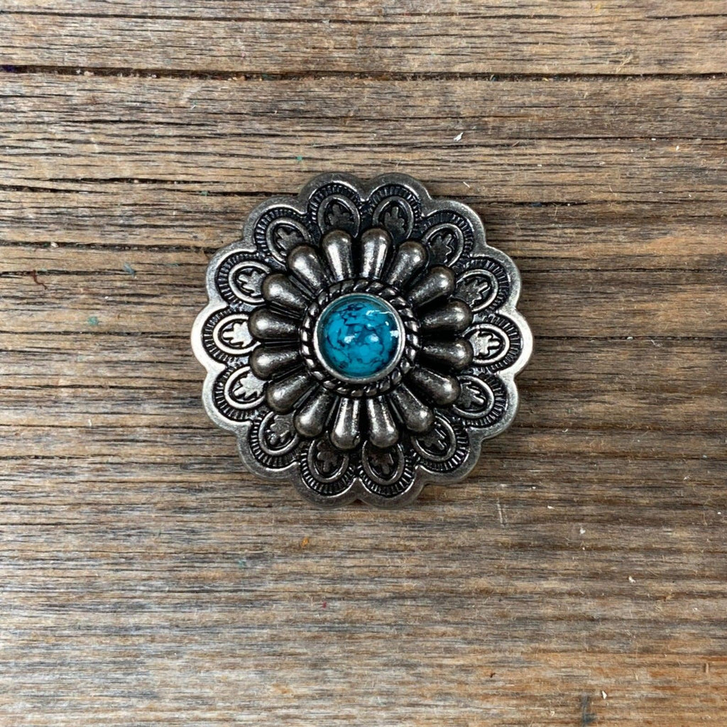 Antique Silver Turquoise Concho 1" W203S