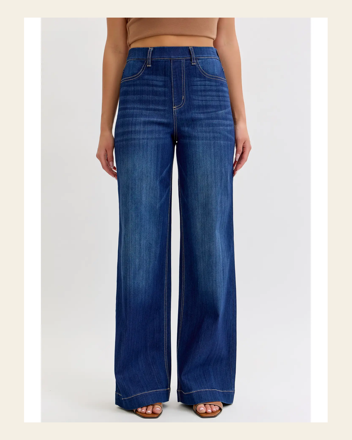 Ivy Wide Leg Denim | Jeans on a warm cream background