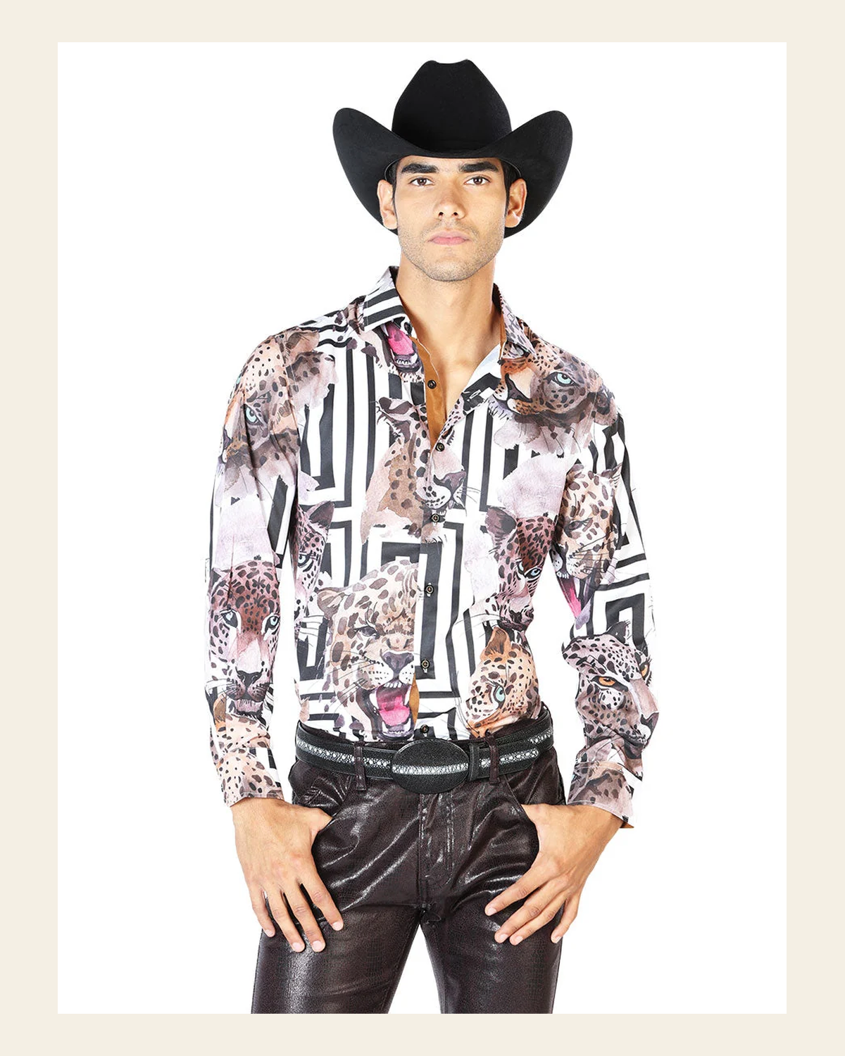 Jaguar Casual Long Sleeve Shirt 43551 on a warm cream background