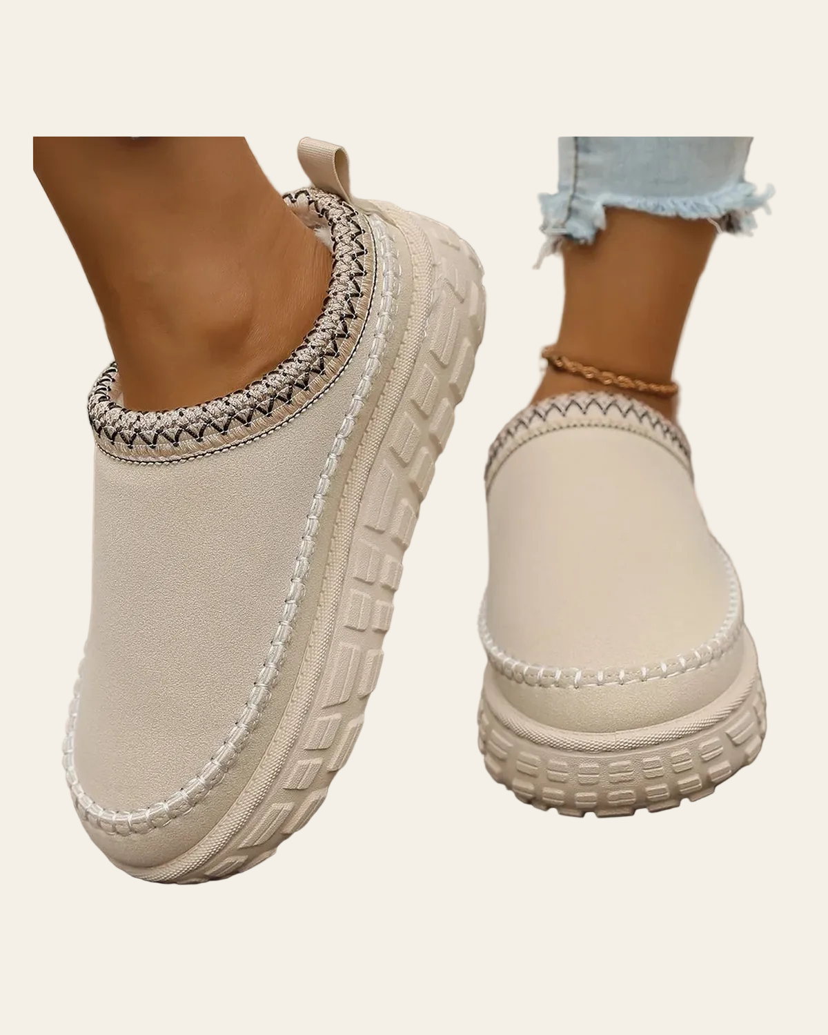 Janzen Plush | Slides on a warm cream background