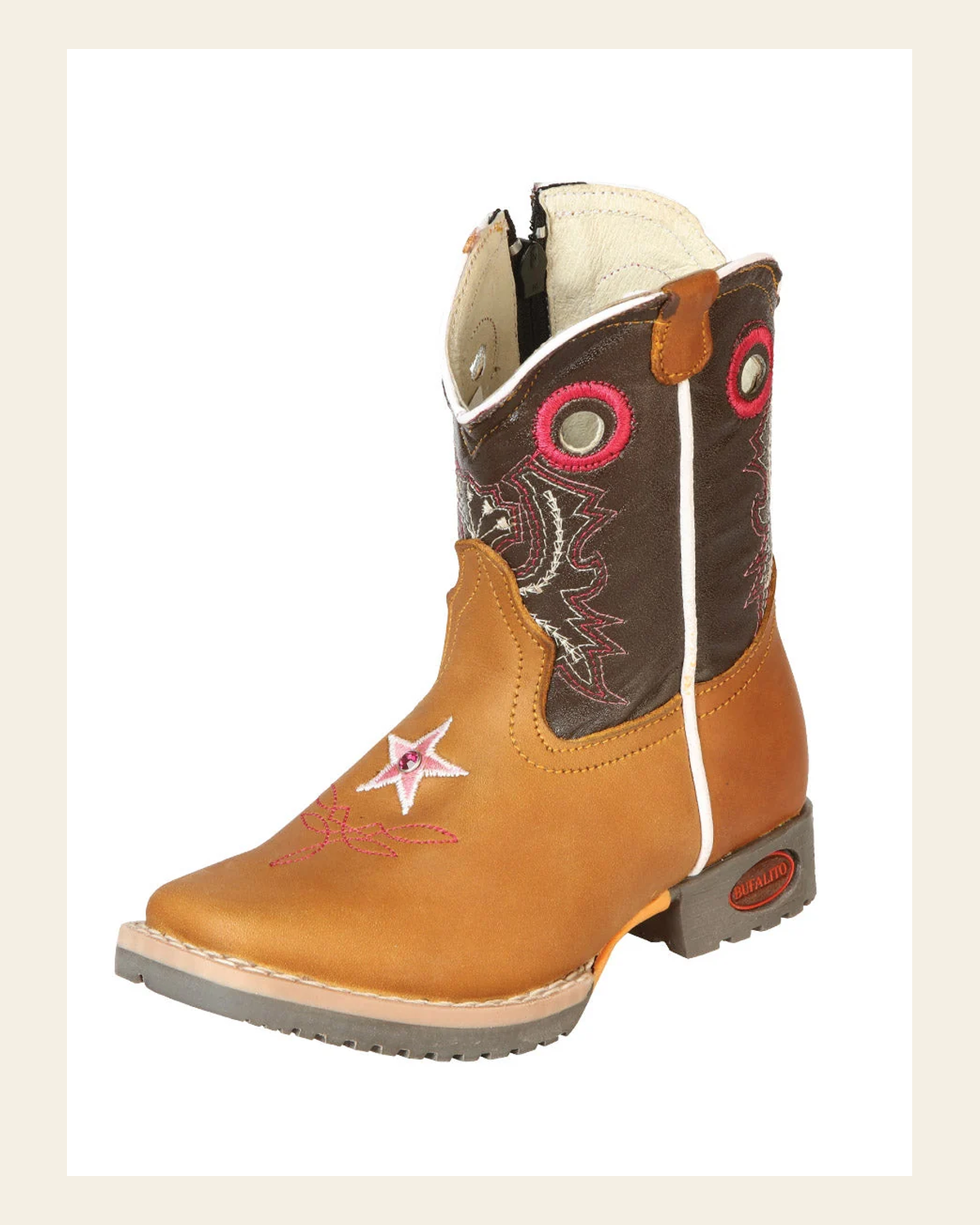 Kid's Jar Boots Rodeo Boot: Honey/Brown 126580 on a warm cream background