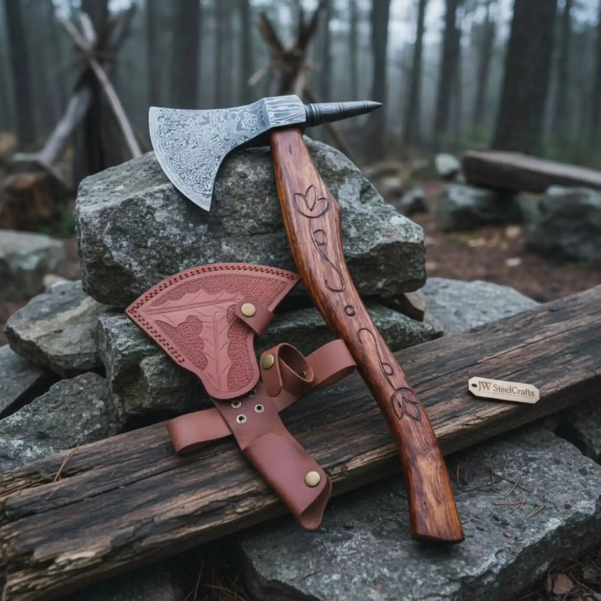 Varrok Spike Tomahawk axe with Damascus Steel Head