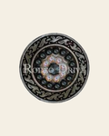 Jet & AB Antique Silver 1.5" Disc European Crystal Concho on a warm cream background