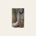 Boot Cuff Jewelry - Black Leather Flower - Copper Concho - Fringe