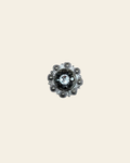 Jet & Clear Antique Silver 1" European Crystal Concho on a warm cream background