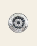 Jet & Clear Bright Silver 1.5" Disc European Crystal Concho on a warm cream background