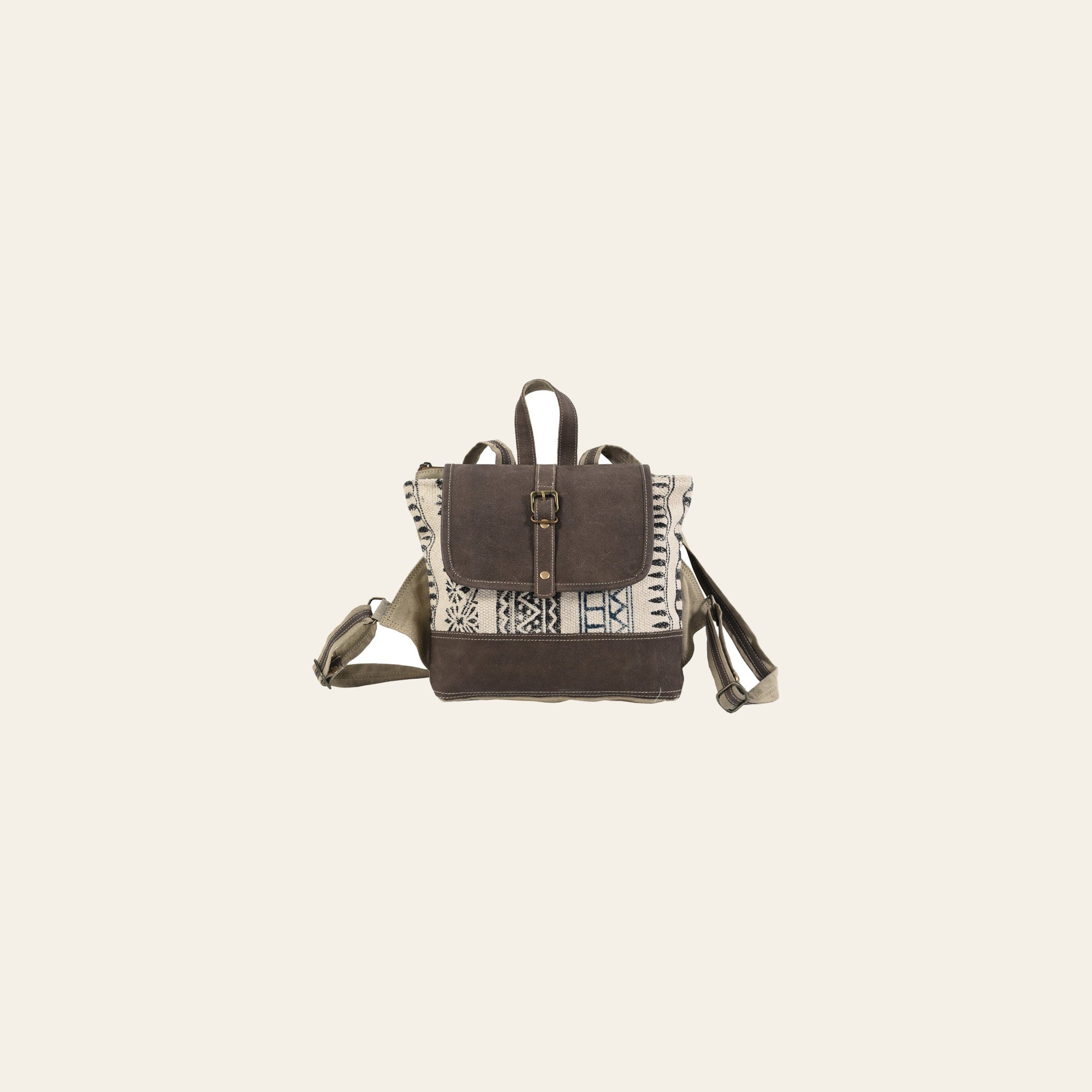 OHLAY Backpack Upcycled Canvas Genuine Leather Women Bag Western Handbag Purse | Womens Handbags Belt for Purses Summer