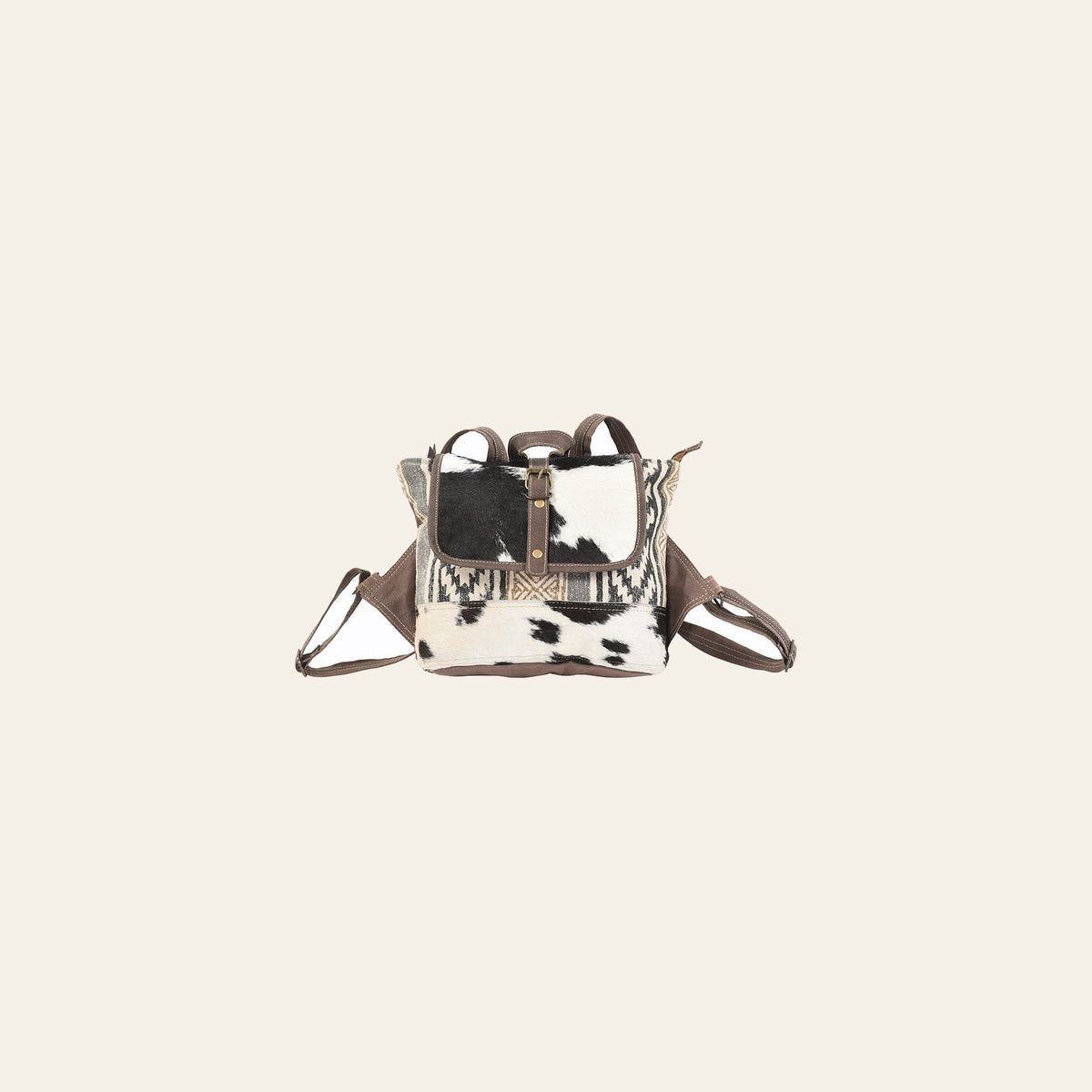 OHLAY Backpack Upcycled Canvas Hair-On Genuine Leather Women Bag Western Handbag Purse Womens Handbags Belt for Purses Summer