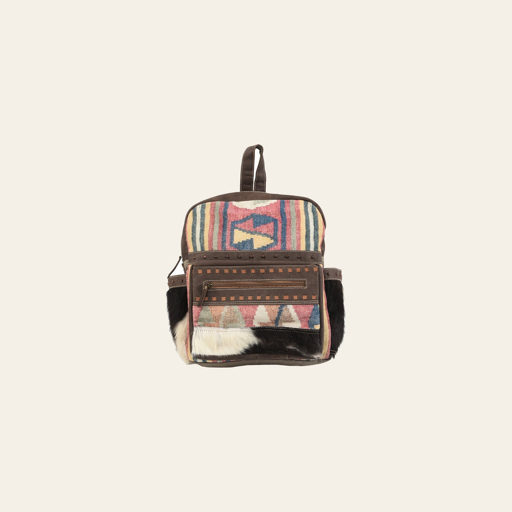 OHLAY Backpack Upcycled Canvas Hair-On Genuine Leather Women Bag Western Handbag Purse Womens Handbags Belt for Purses Summer