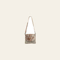 OHLAY Cross Body Upcycled Wool Canvas Embossed Hair-On Genuine Leather Women Bag Western Handbag Purse Womens Handbags