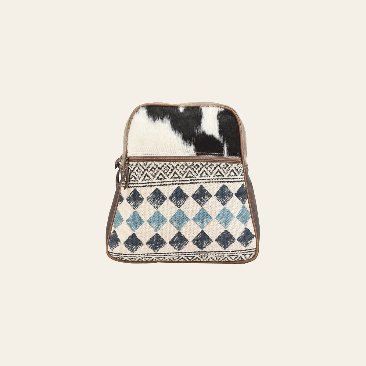 OHLAY Backpack Upcycled Canvas Hair-On Genuine Leather Women Bag Western Handbag Purse Womens Handbags Belt for Purses Summer