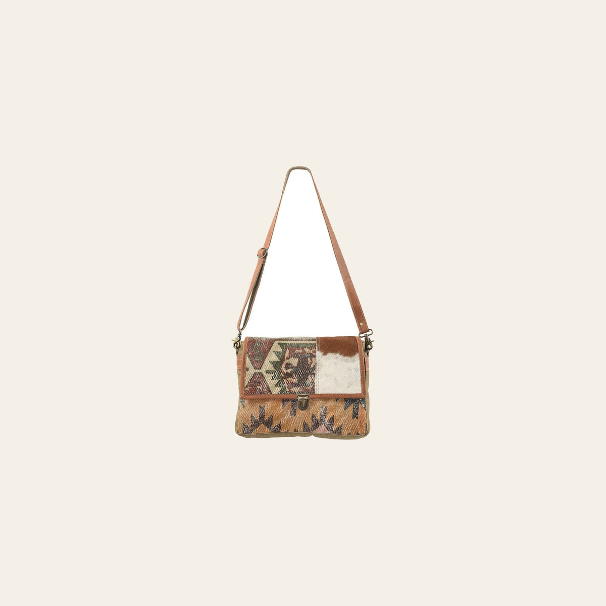 OHLAY Backpack Upcycled Canvas Hair-On Genuine Leather Women Bag Western Handbag Purse Womens Handbags Belt for Purses Summer