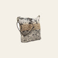 OHLAY Cross Body Upcycled Wool Canvas Embossed Hair-On Genuine Leather Women Bag Western Handbag Purse Womens Handbags