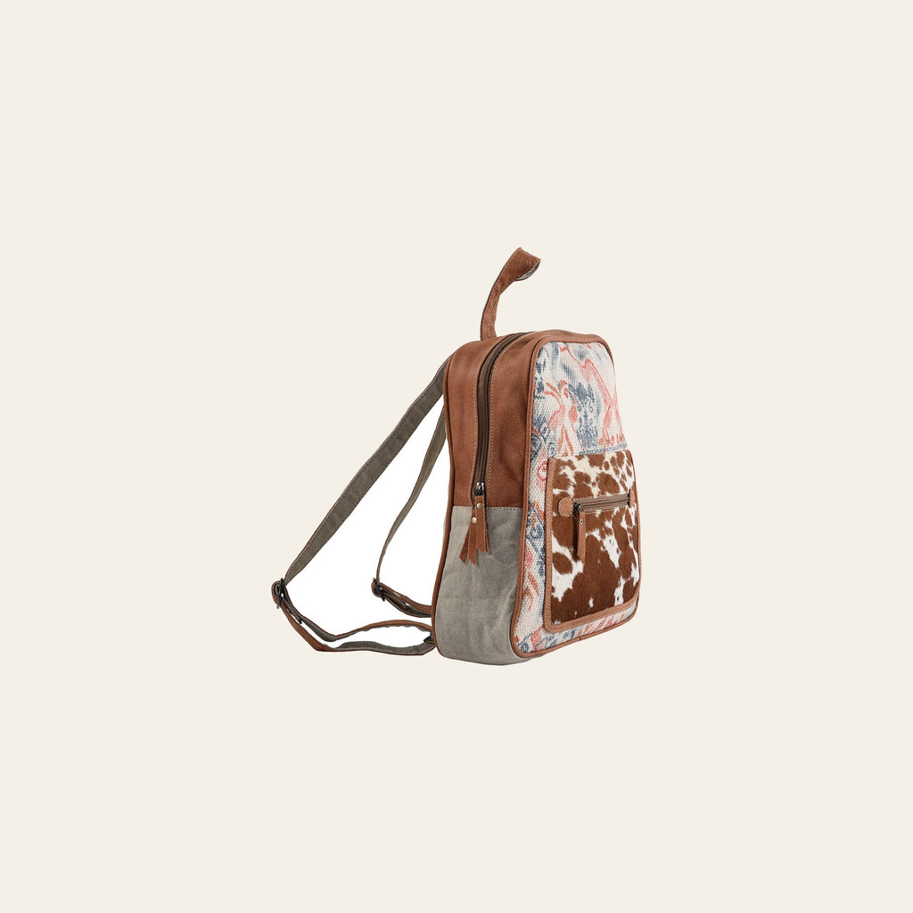 OHLAY Backpack Upcycled Canvas Hair-On Genuine Leather Women Bag Western Handbag Purse Womens Handbags Belt for Purses Summer