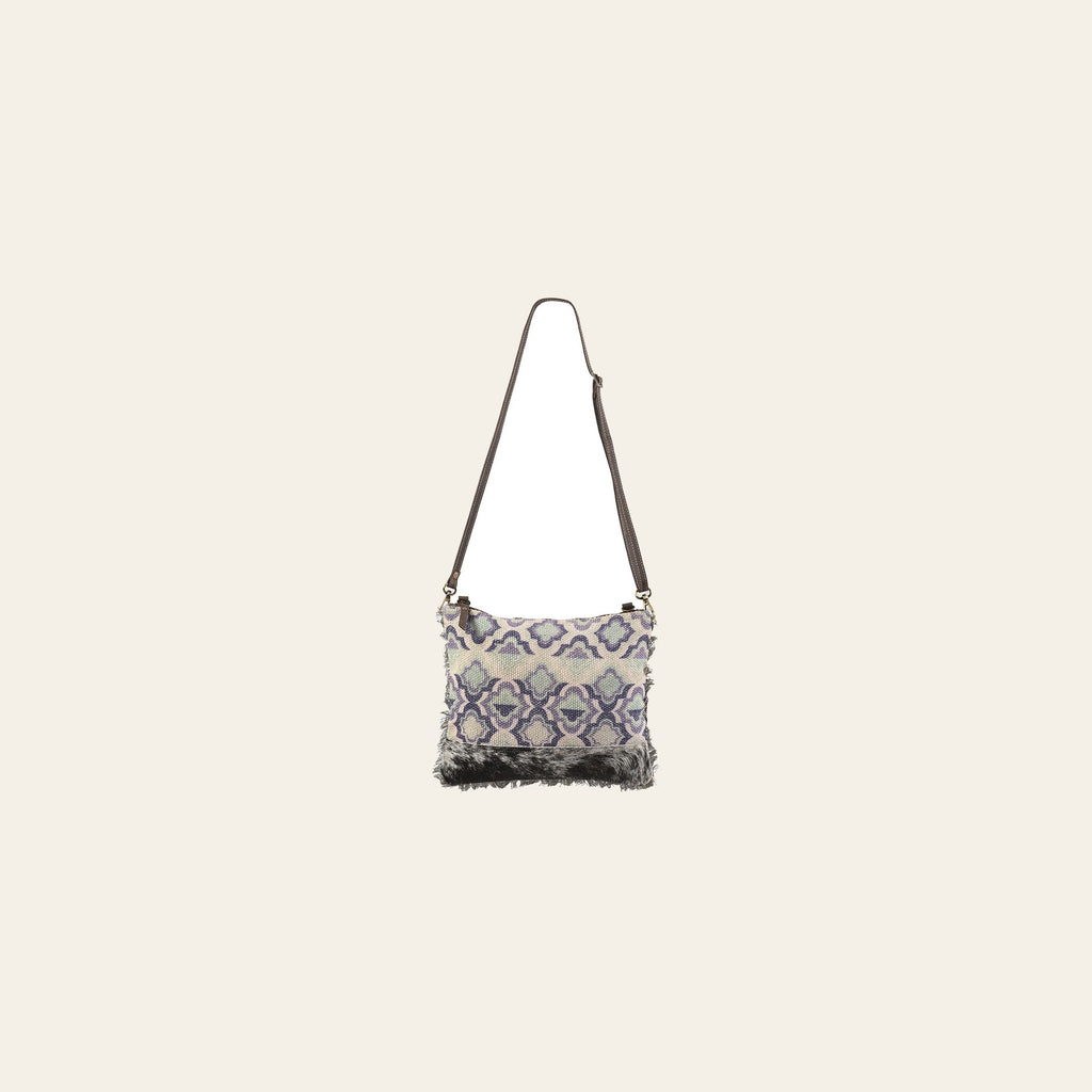 OHLAY Cross Body Upcycled Wool Canvas Embossed Hair-On Genuine Leather Women Bag Western Handbag Purse Womens Handbags
