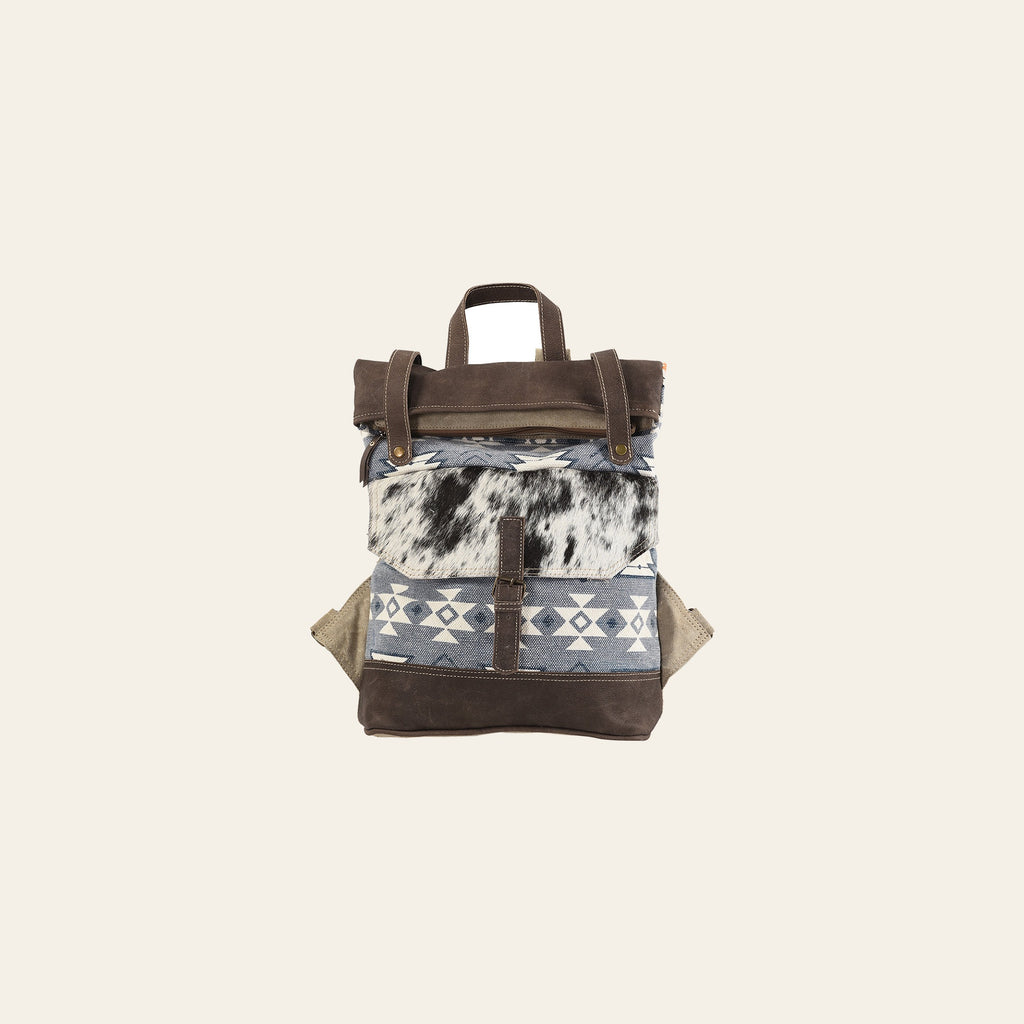OHLAY Backpack Upcycled Canvas Hair-On Genuine Leather Women Bag Western Handbag Purse Womens Handbags Belt for Purses Summer