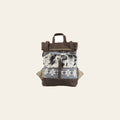 OHLAY Backpack Upcycled Canvas Hair-On Genuine Leather Women Bag Western Handbag Purse Womens Handbags Belt for Purses Summer