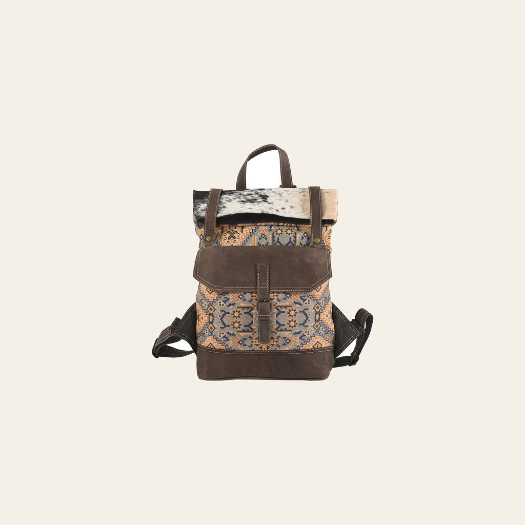 OHLAY Backpack Upcycled Canvas Hair-On Genuine Leather Women Bag Western Handbag Purse Womens Handbags Belt for Purses Summer