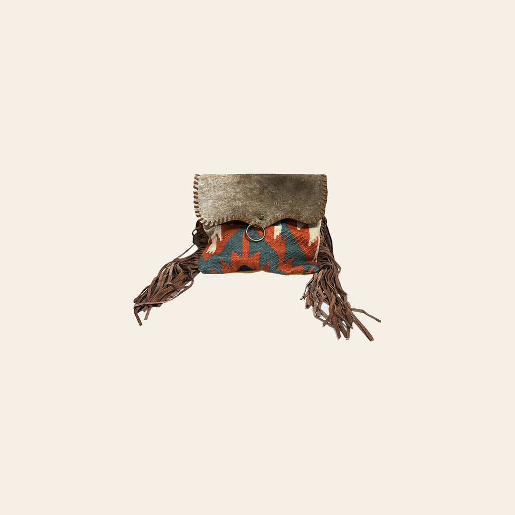OHLAY Cross Body Upcycled Wool Canvas Embossed Hair-On Genuine Leather Women Bag Western Handbag Purse Womens Handbags