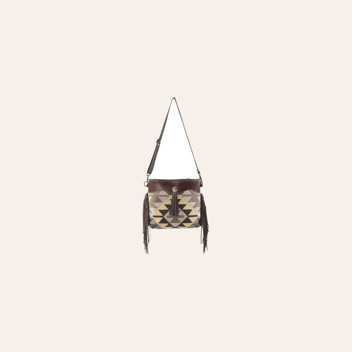 OHLAY Cross Body Upcycled Wool Canvas Embossed Genuine Leather Women Bag Western Handbag Purse Womens Handbags Belt Summer