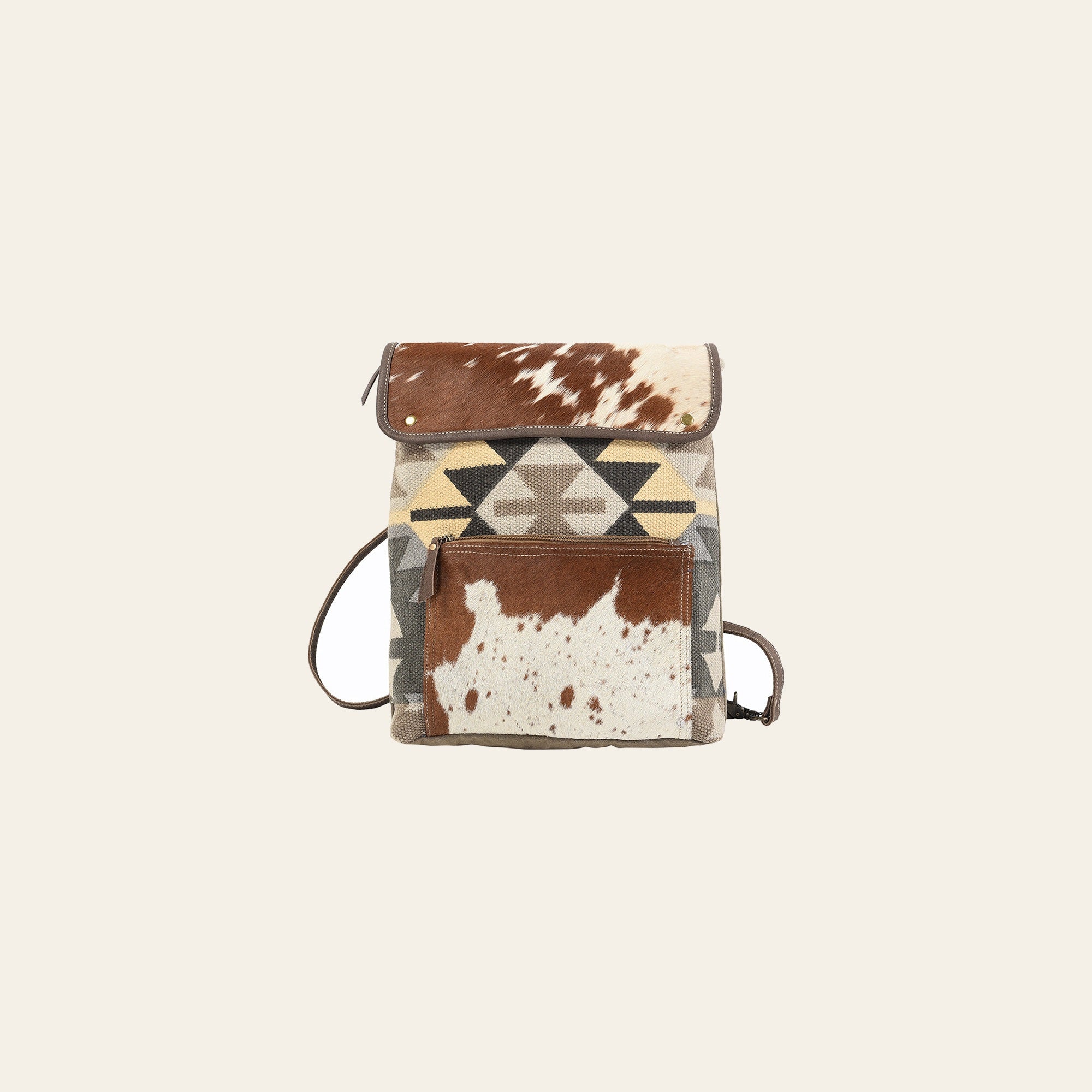 OHLAY Backpack Upcycled Canvas Hair-On Genuine Leather Women Bag Western Handbag Purse Womens Handbags Belt for Purses Summer
