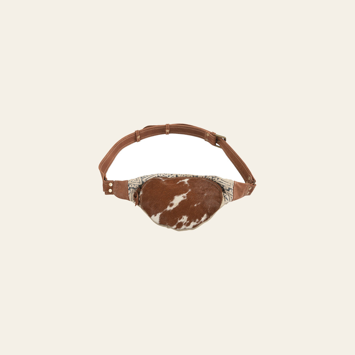 OHLAY Fanny Pack Upcycled Canvas Hair-On Genuine Leather Women Bag Western Handbag Purse | Handbags Belt for Womens Summer