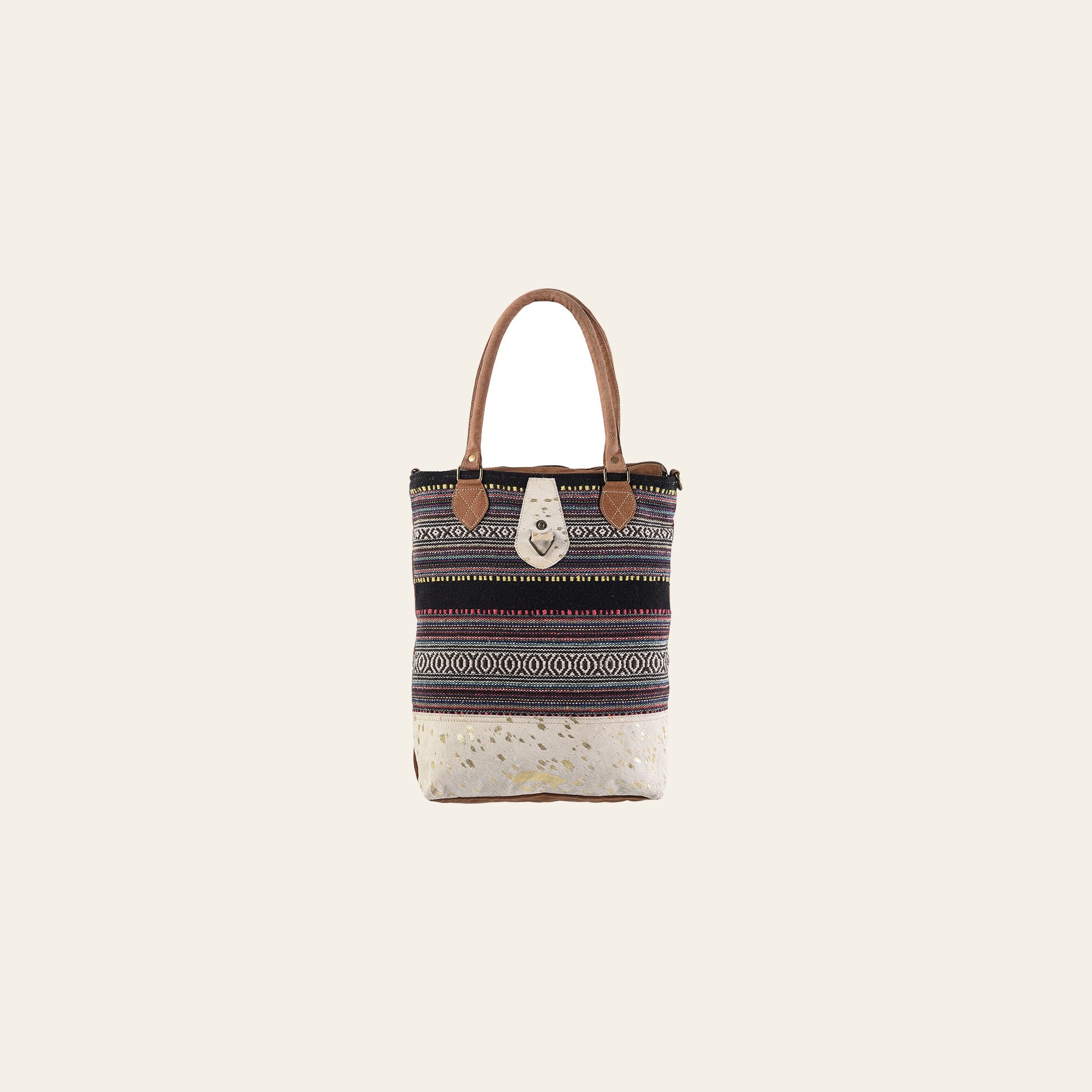 OHLAY KB304 TOTE Upcycled Wool Canvas Hair-on Genuine Leather women bag western handbag purse