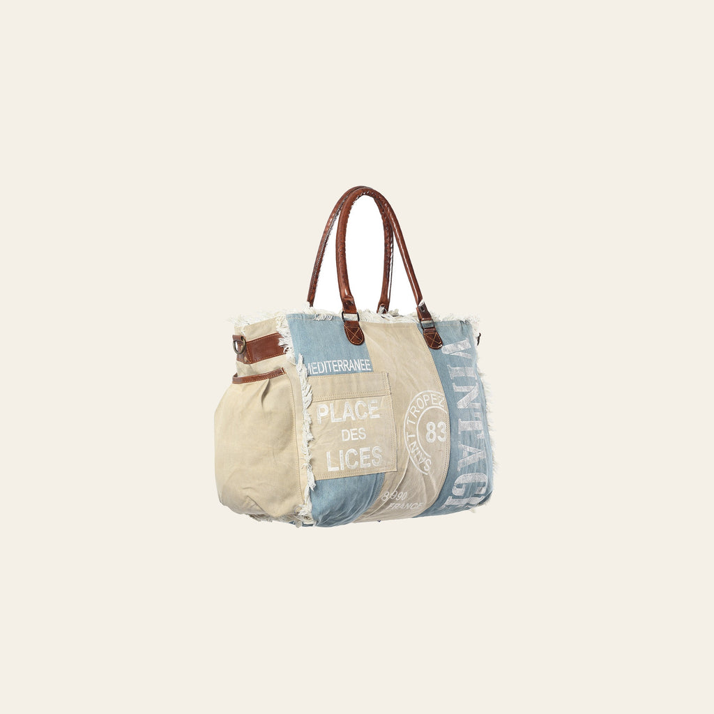 OHLAY KB327 TOTE Upcycled Canvas Genuine Leather women bag western handbag purse