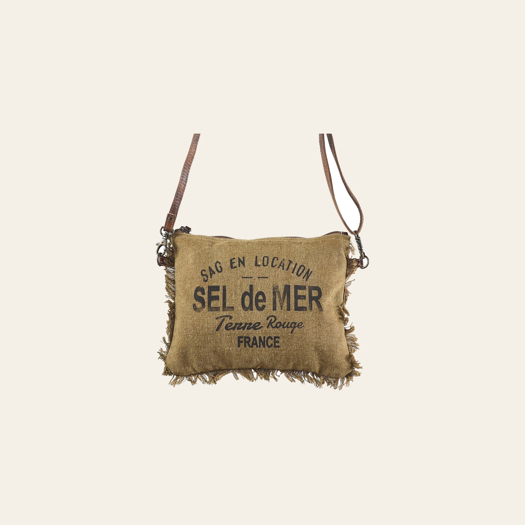 OHLAY Cross Body Upcycled Canvas Genuine Leather Women's Bag Western Handbag Purse | Womens Handbags Belt for Women Summer