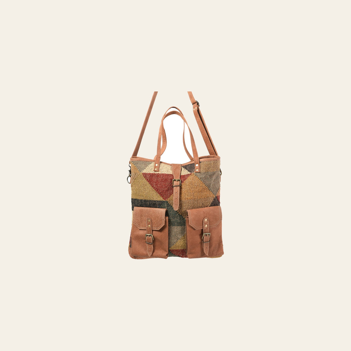 OHLAY KB342 TOTE Upcycled Wool Genuine Leather women bag western handbag purse
