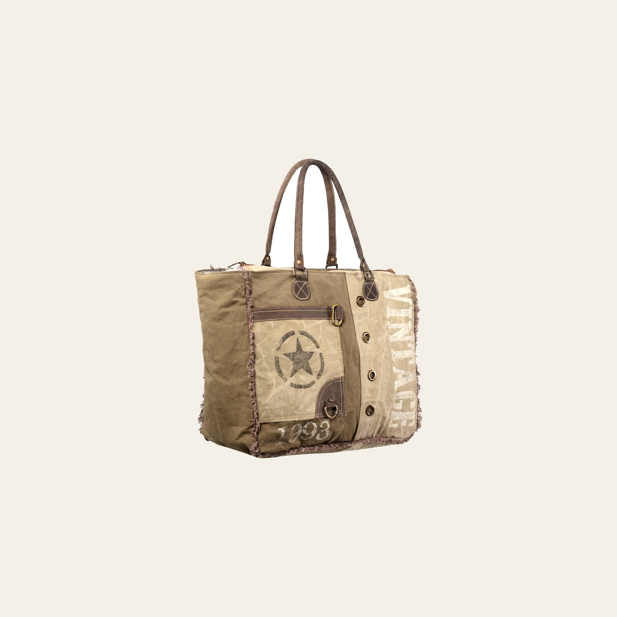 OHLAY KB348 TOTE Upcycled Canvas Genuine Leather women bag western handbag purse