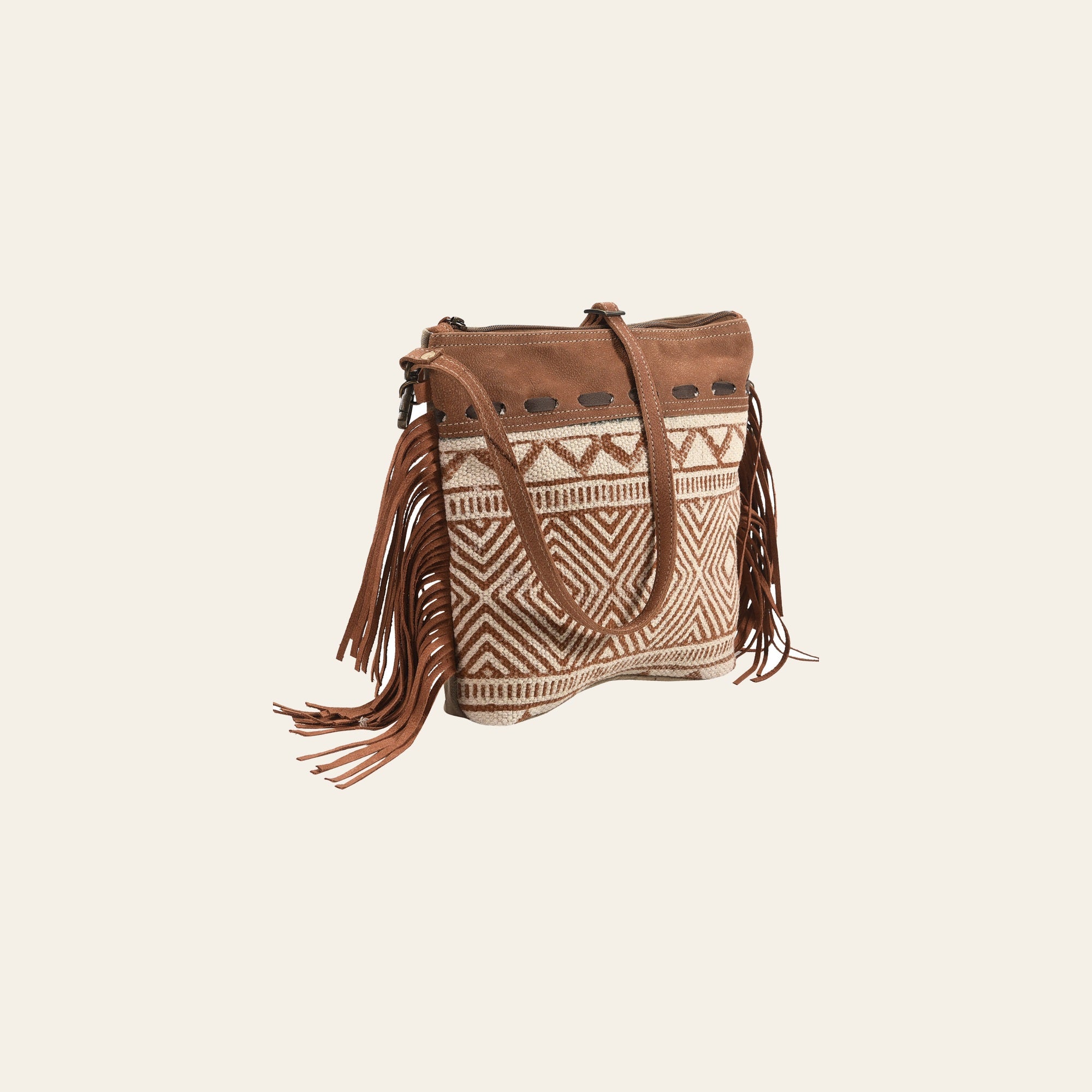OHLAY Bucket Upcycled Wool Canvas Hair On Genuine Leather Women Bag Western Handbag Purse | Womens Handbags Belt for Summer