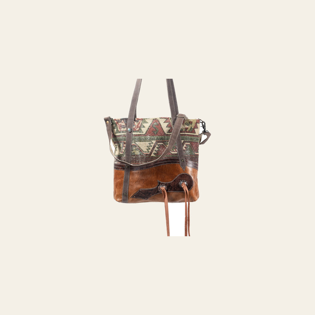OHLAY KB368 TOTE Upcycled Wool Canvas Genuine Leather women bag western handbag purse