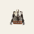 OHLAY Bucket Upcycled Wool Canvas Hair On Genuine Leather Women Bag Western Handbag Purse | Womens Handbags Belt for Summer
