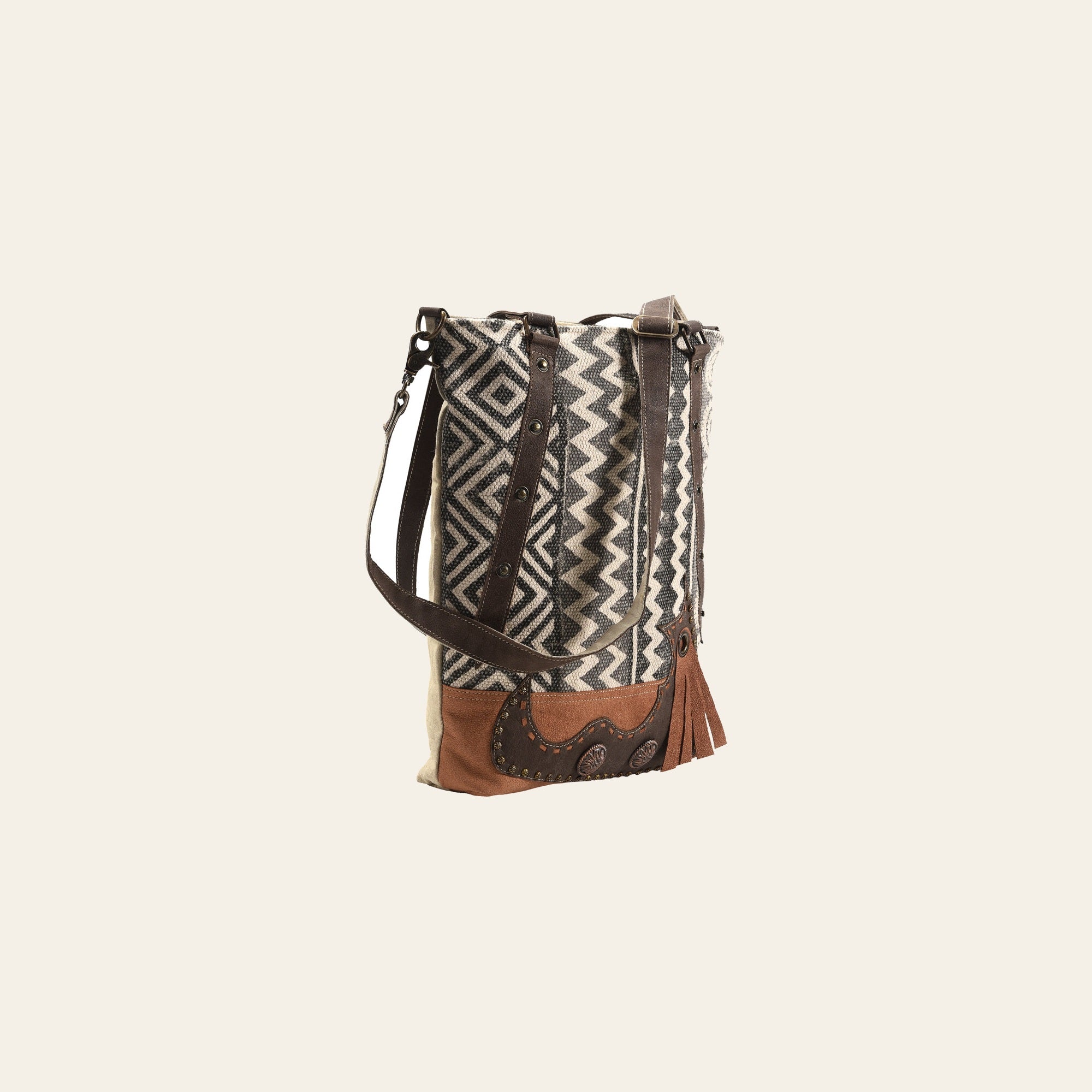 OHLAY KB380 TOTE Upcycled Wool Canvas Genuine Leather women bag western handbag purse