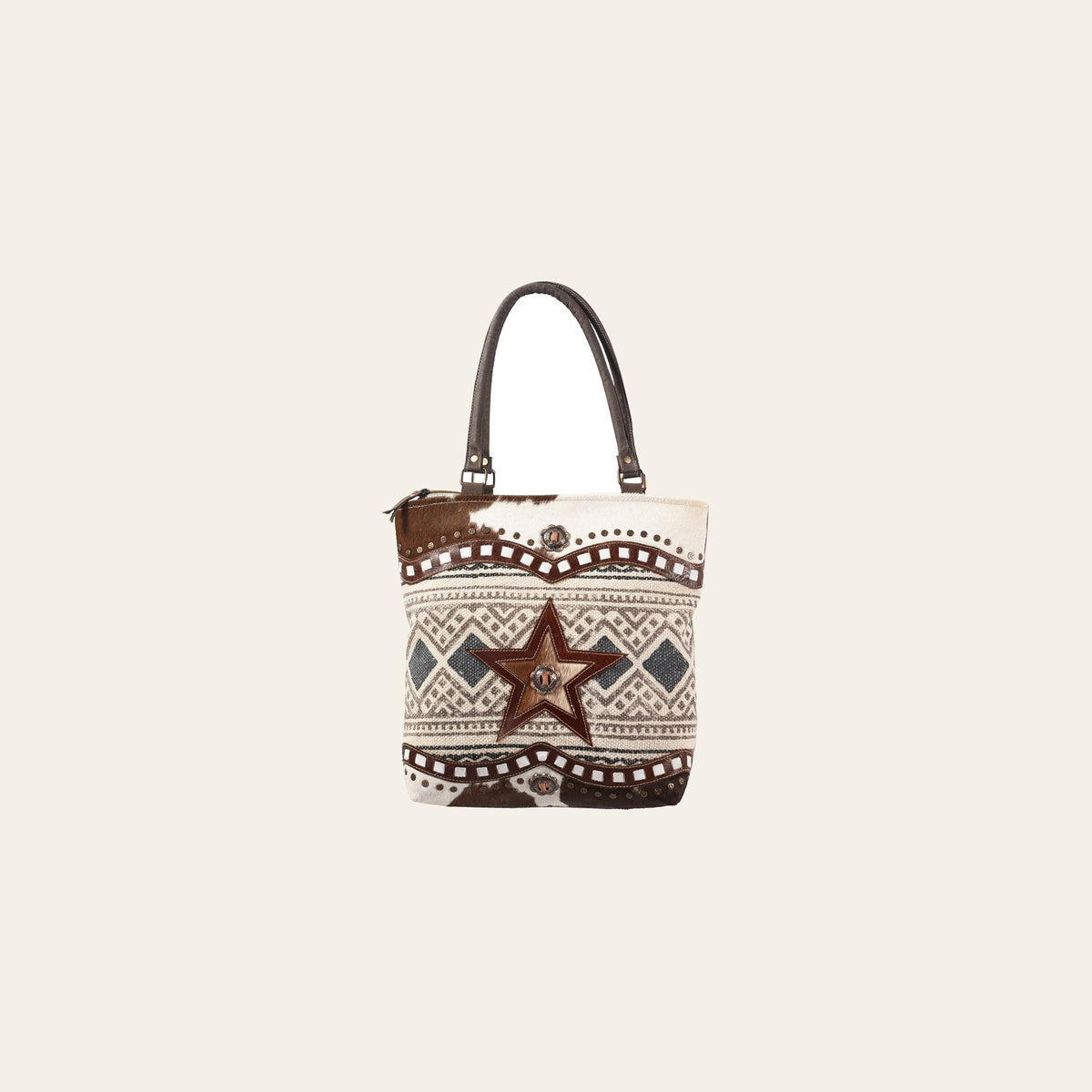 OHLAY KB383 TOTE Upcycled Wool Canvas Hair-on Genuine Leather women bag western handbag purse