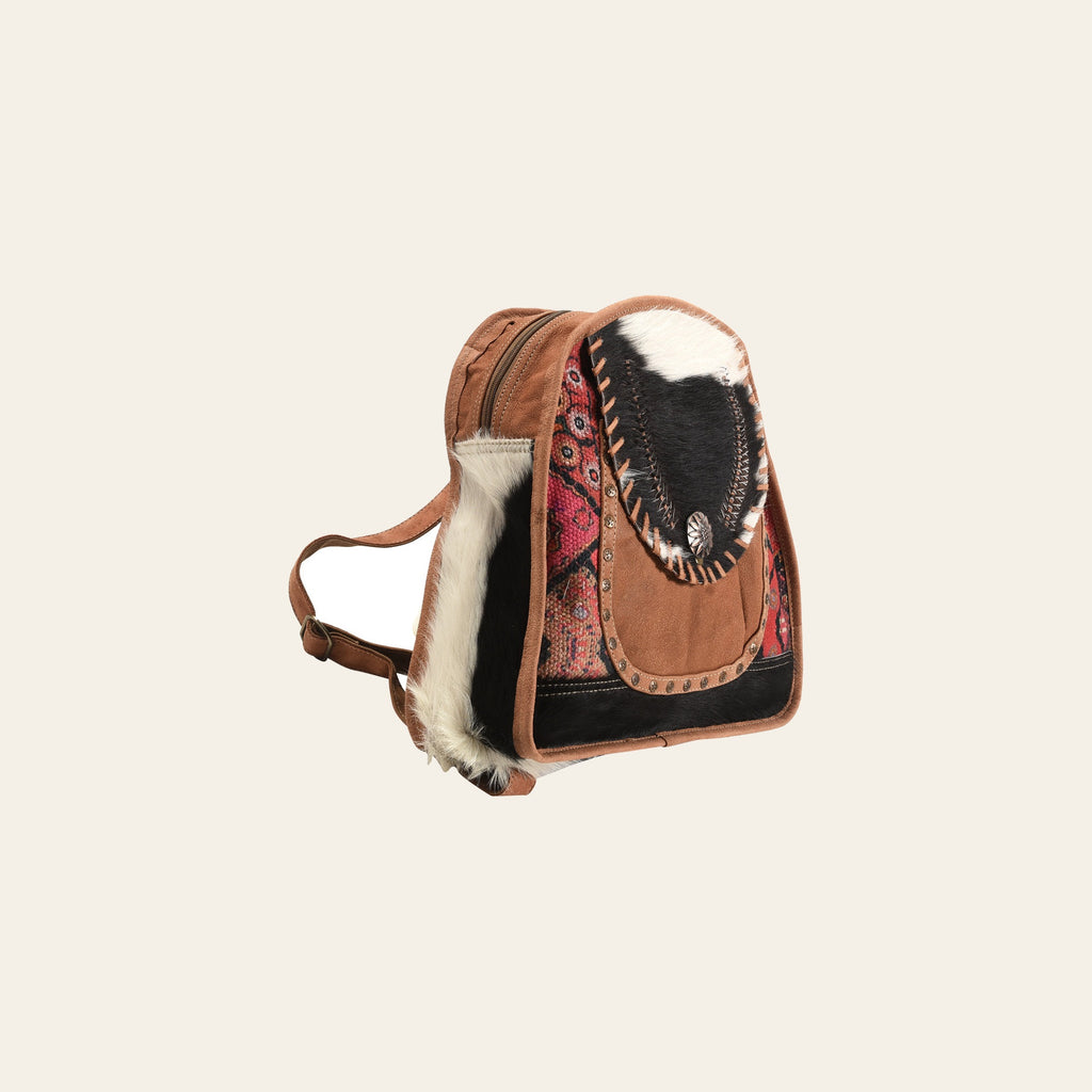 OHLAY Backpack Bag Leather and Upcycled Canvas Ladies | Women Western Handbag Belt for Womens Summer