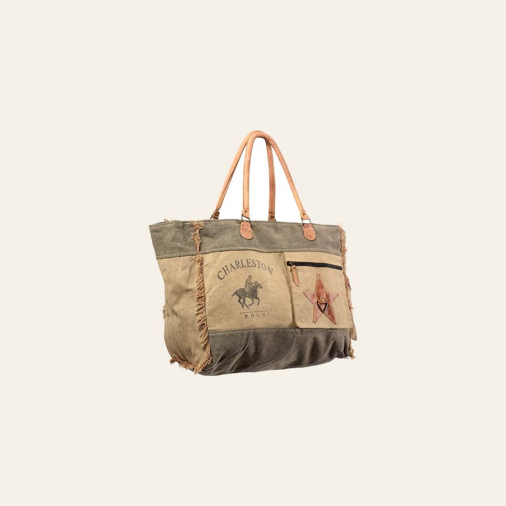 OHLAY KB412 TOTE Upcycled Canvas Genuine Leather women bag western handbag purse