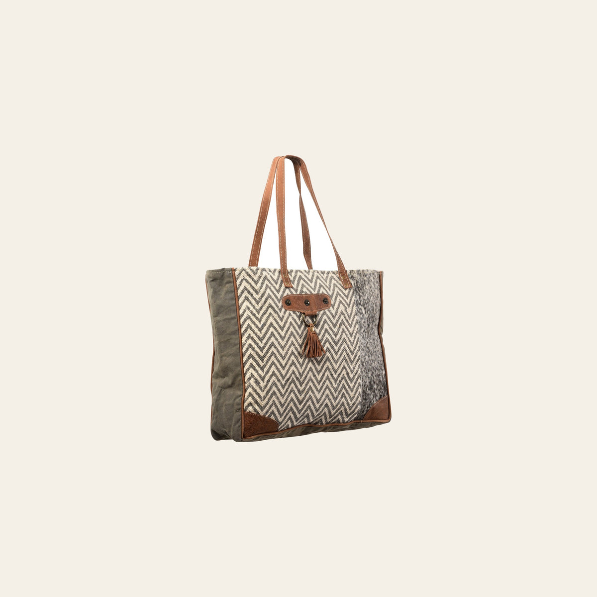 OHLAY KB418 TOTE Upcycled Wool Canvas Genuine Leather women bag western handbag purse