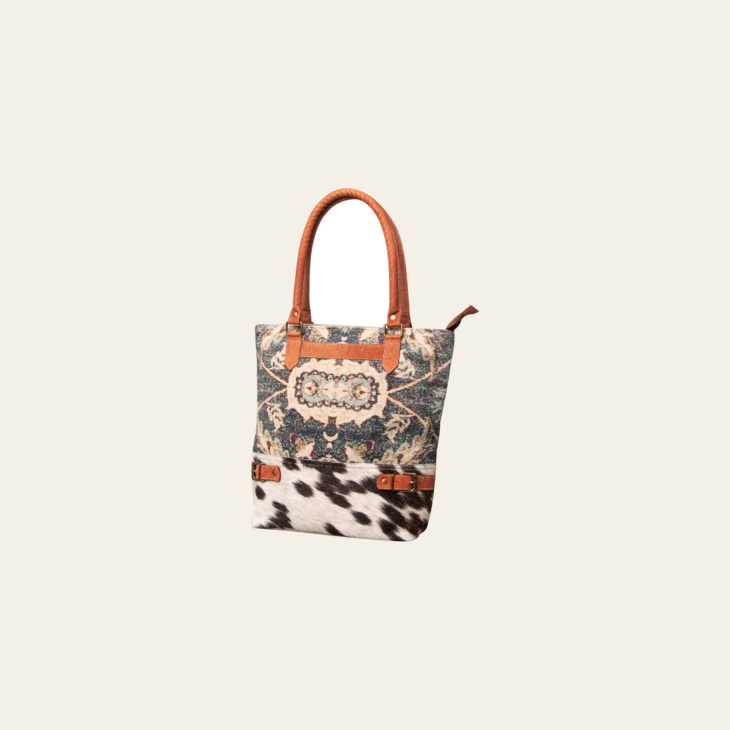 OHLAY KB462 TOTE Upcycled Canvas Hair-on Genuine Leather women bag western handbag purse