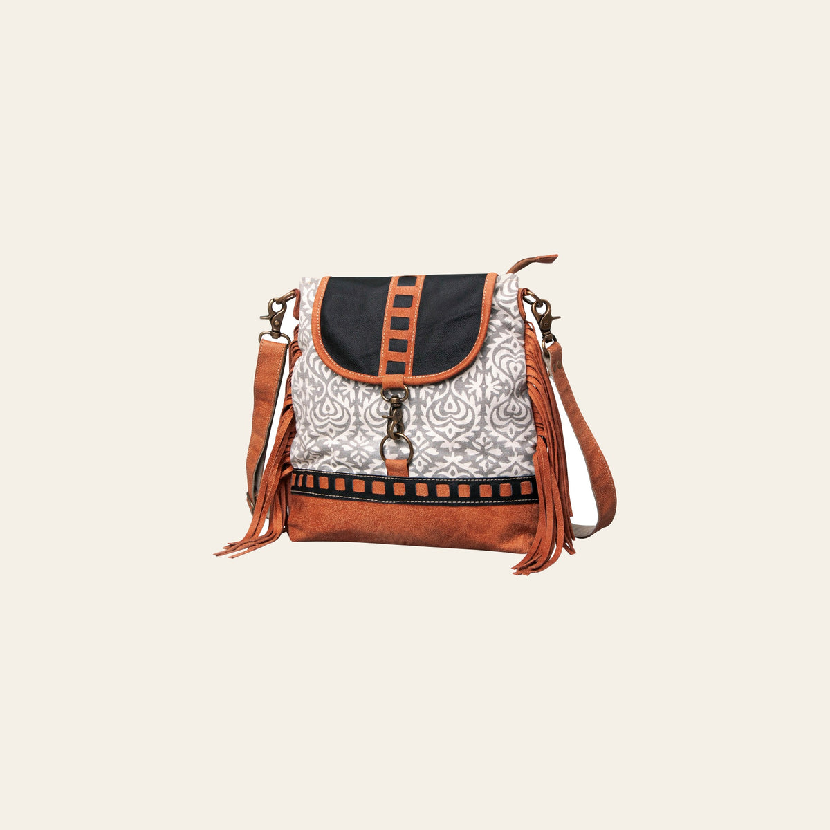 OHLAY Cross Body Upcycled Canvas Genuine Leather Women's Bag Western Handbag Purse | Womens Handbags Belt for Women Summer