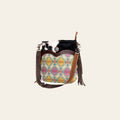 OHLAY Cross Body Upcycled Wool Canvas Embossed Hair-On Genuine Leather Women Bag Western Handbag Purse Womens Handbags