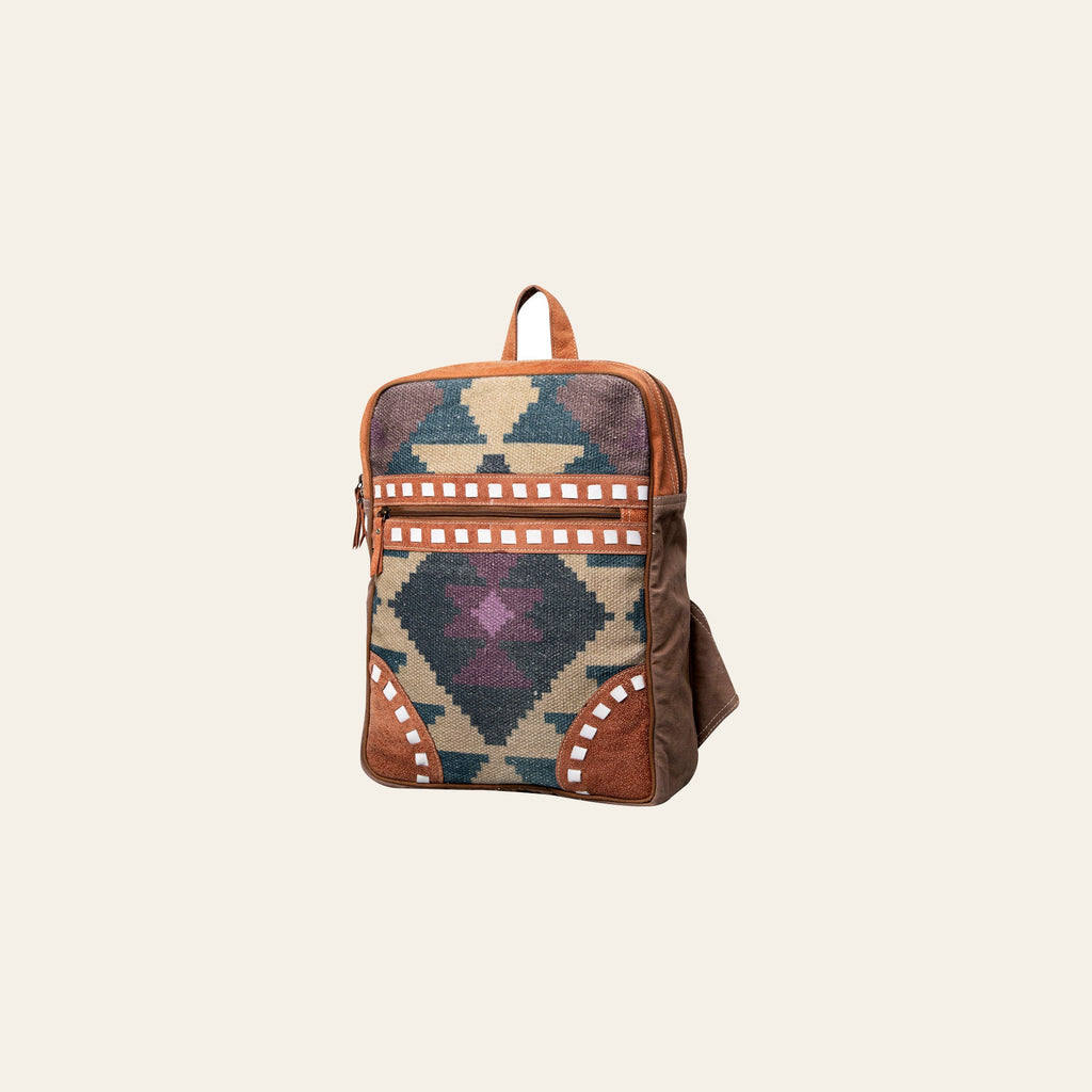 OHLAY Backpack Bag Leather and Upcycled Canvas Ladies | Women Western Handbag Belt for Womens Summer