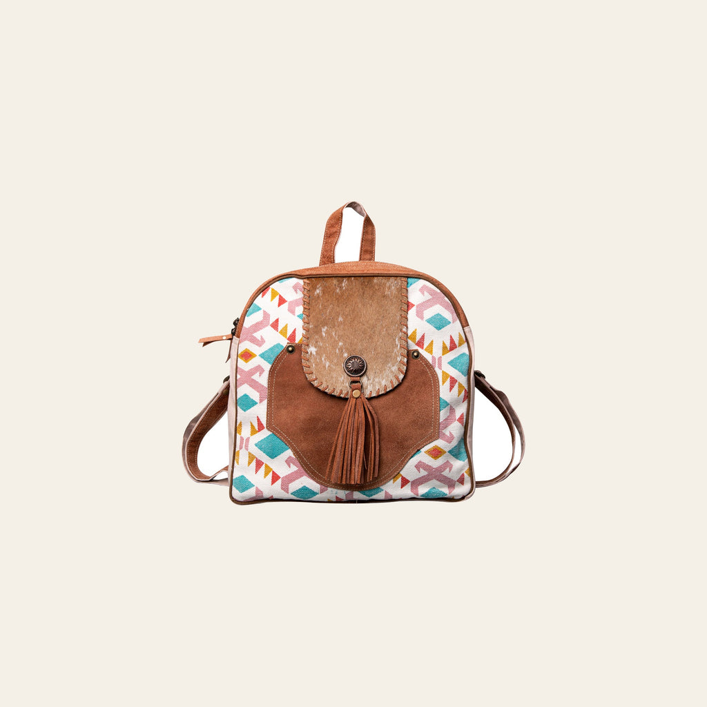 OHLAY Backpack Upcycled Canvas Hair-On Genuine Leather Women Bag Western Handbag Purse Womens Handbags Belt for Purses Summer