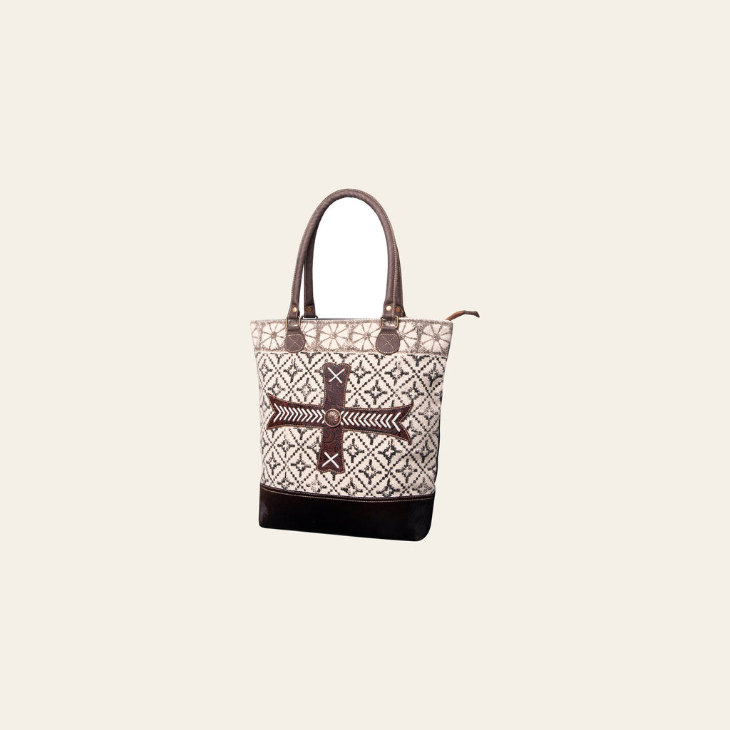 OHLAY KB481 TOTE Upcycled Wool Canvas Embossed Genuine Leather women bag western handbag purse