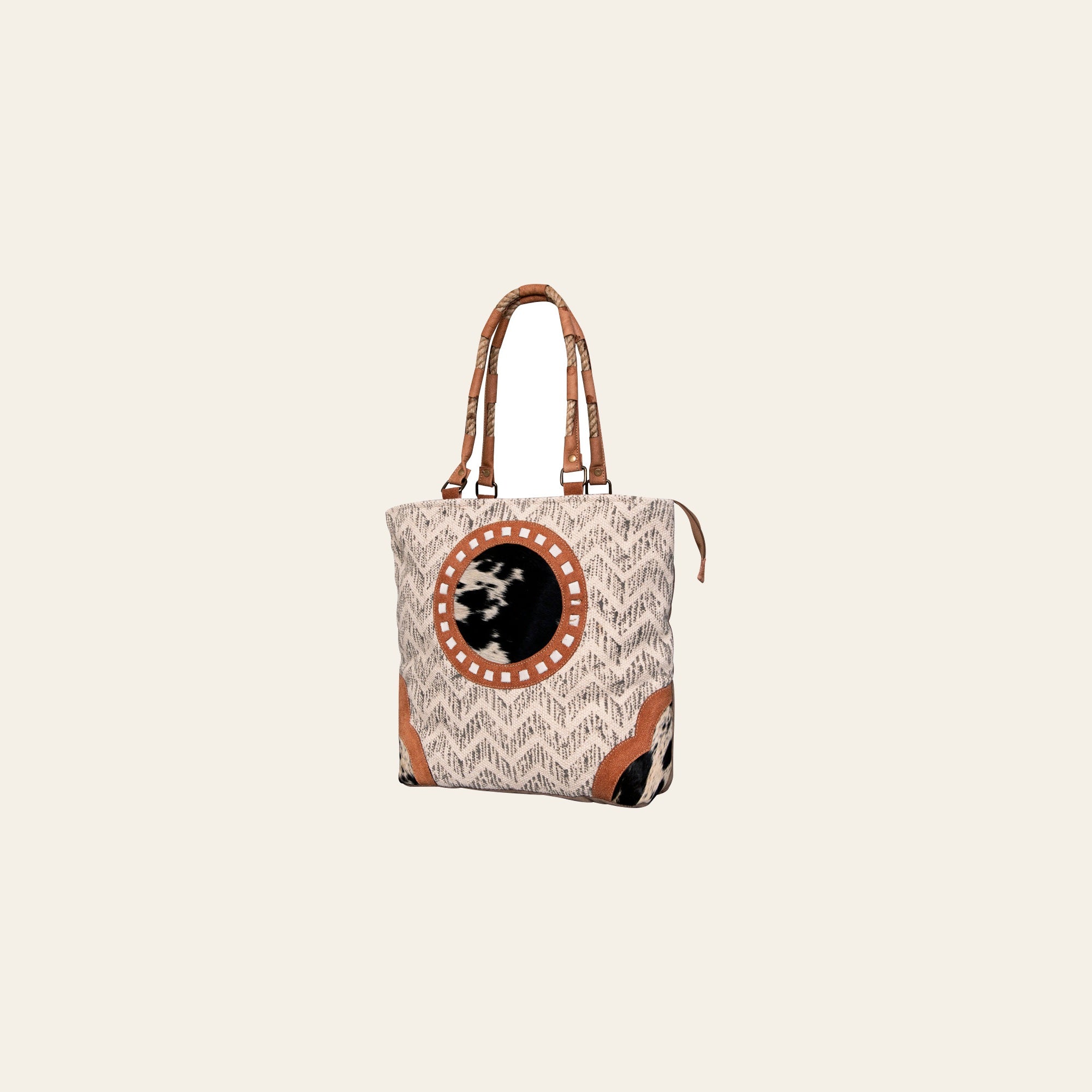 OHLAY KB487 TOTE Upcycled Wool Canvas Hair-on Genuine Leather women bag western handbag purse