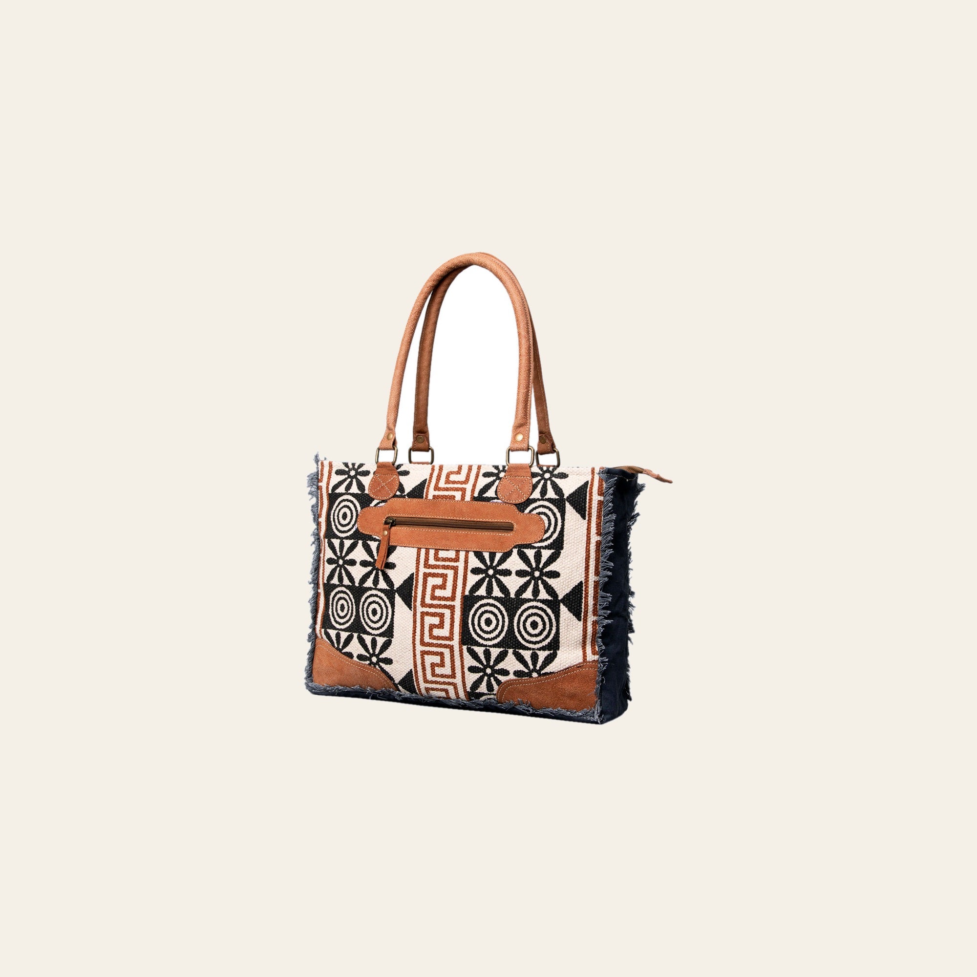 OHLAY KB491 TOTE Upcycled Wool Canvas Genuine Leather women bag western handbag purse