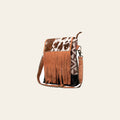 OHLAY Cross Body Upcycled Wool Canvas Hair-On Genuine Leather Women Bag Western Handbag Purse Womens Handbags Belt for Summer