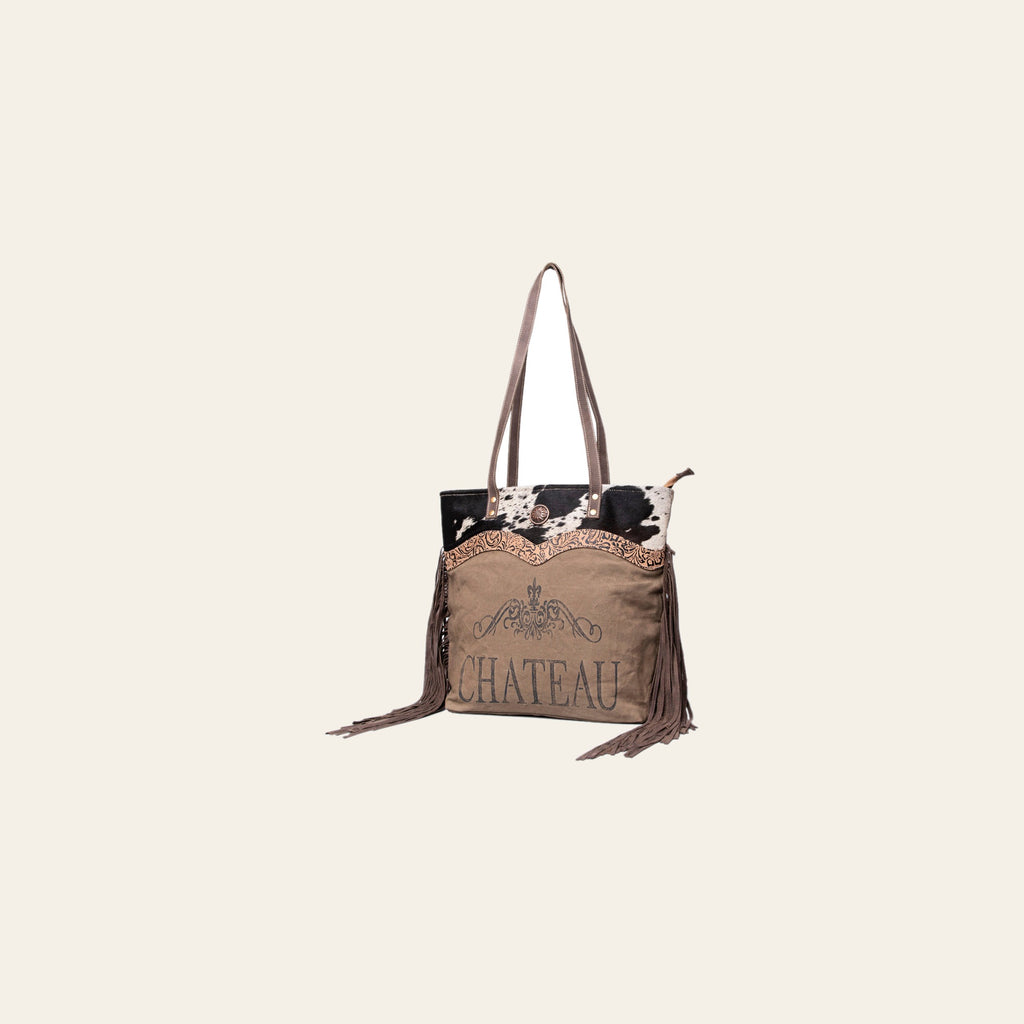 OHLAY KB512 TOTE Upcycled Canvas Embossed Hair-on Genuine Leather women bag western handbag purse